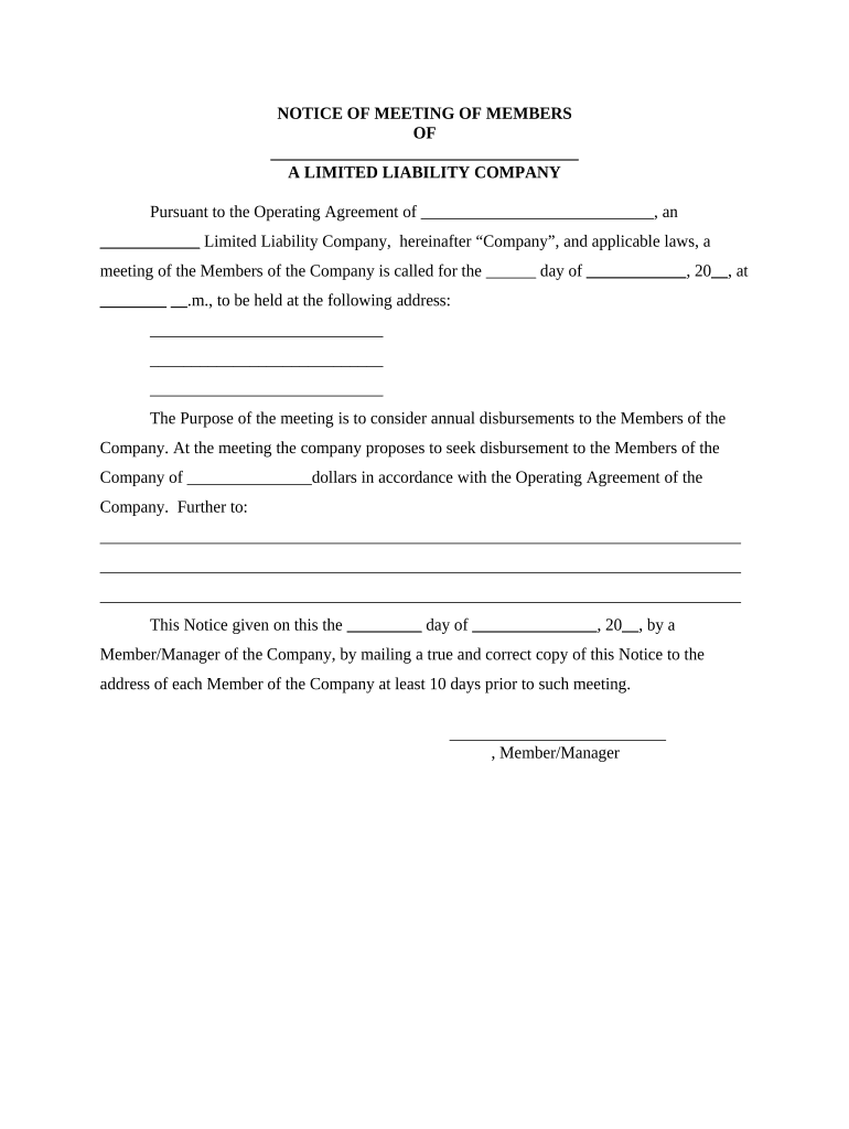 notice of meeting sample Preview on Page 1