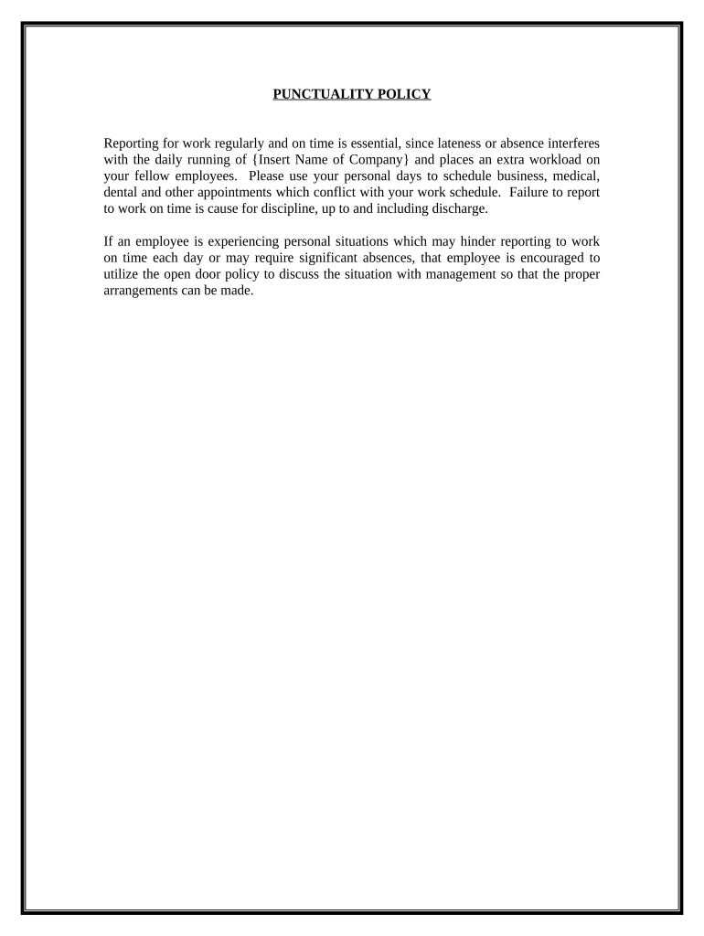 Punctuality Policy Preview on Page 1