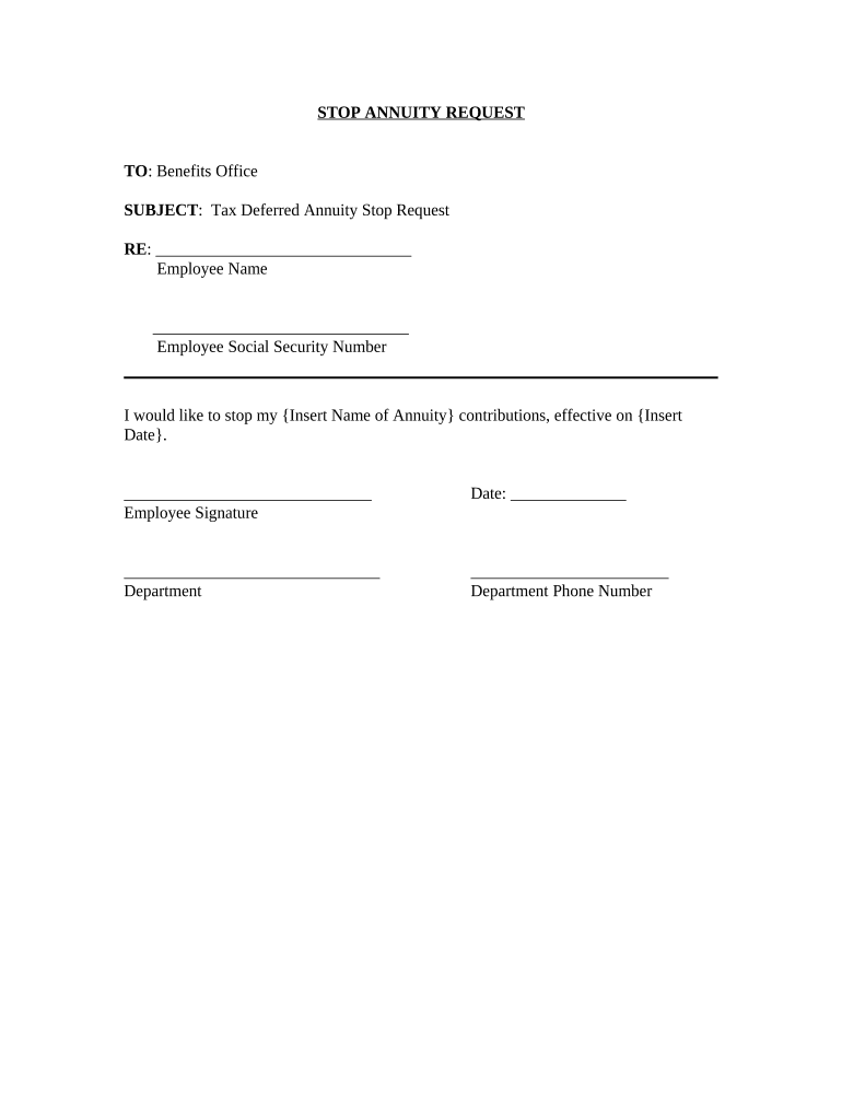 Stop Annuity Request Preview on Page 1