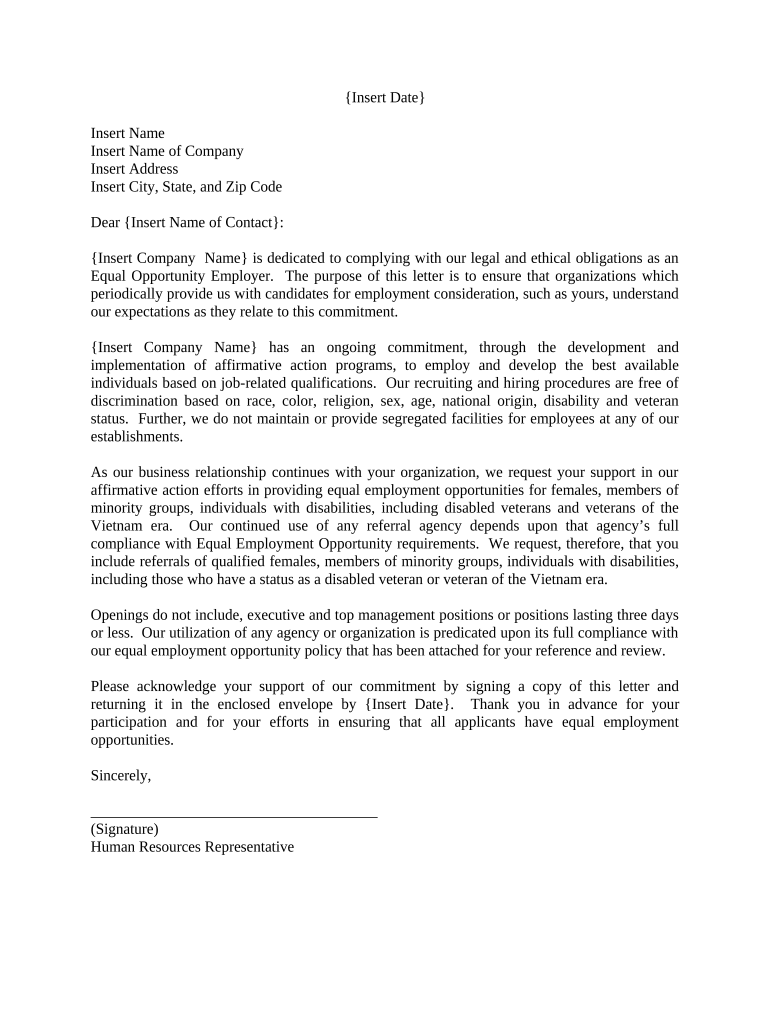 Notification of Equal Opportunity Employment to Employment Candidate Provider Preview on Page 1