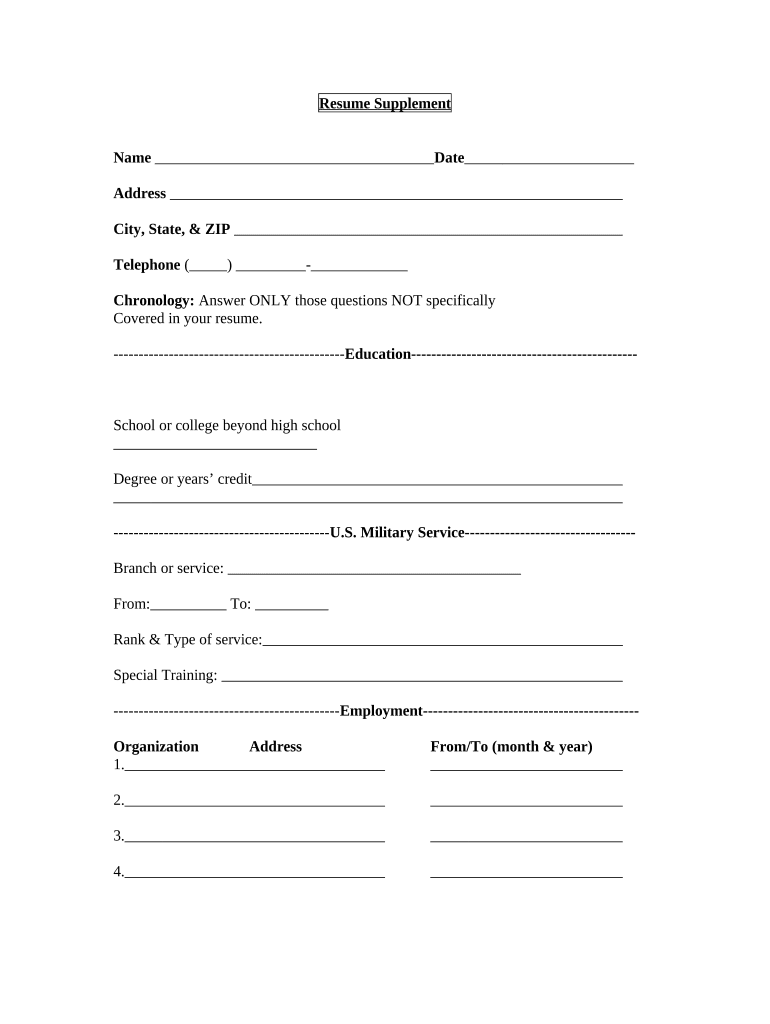 supplemental information meaning job application Preview on Page 1