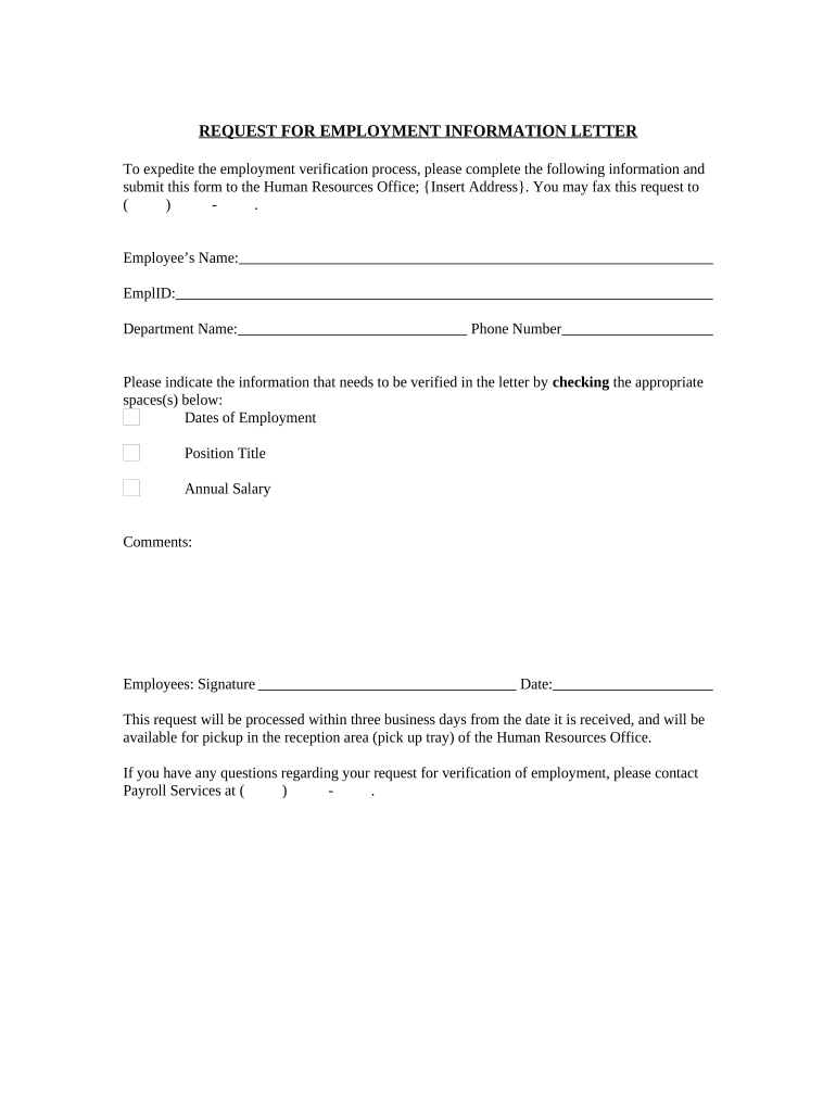 Proof Of Employment Letter Fill Out Sign Online DocHub