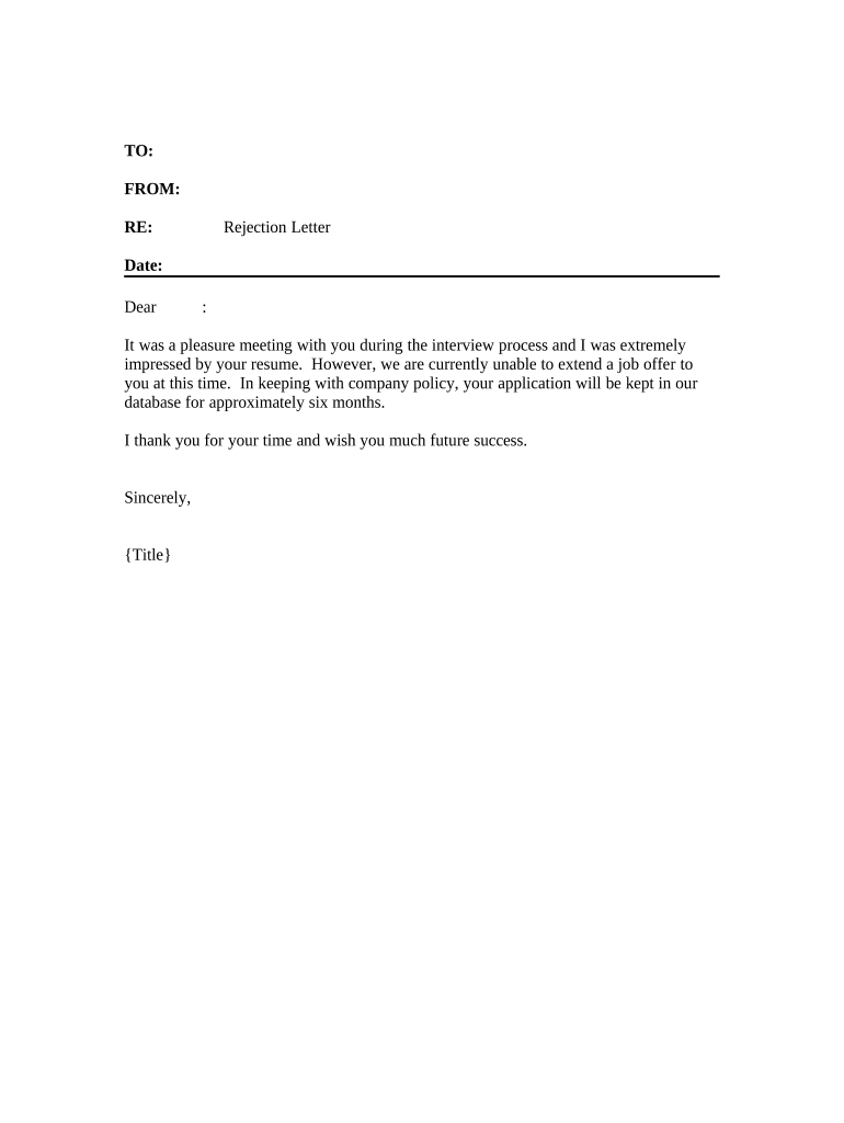Rejection Letter Interviewed Applicants Doc Template PdfFiller