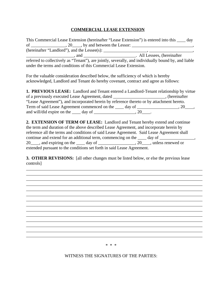 commercial lease extension Preview on Page 1