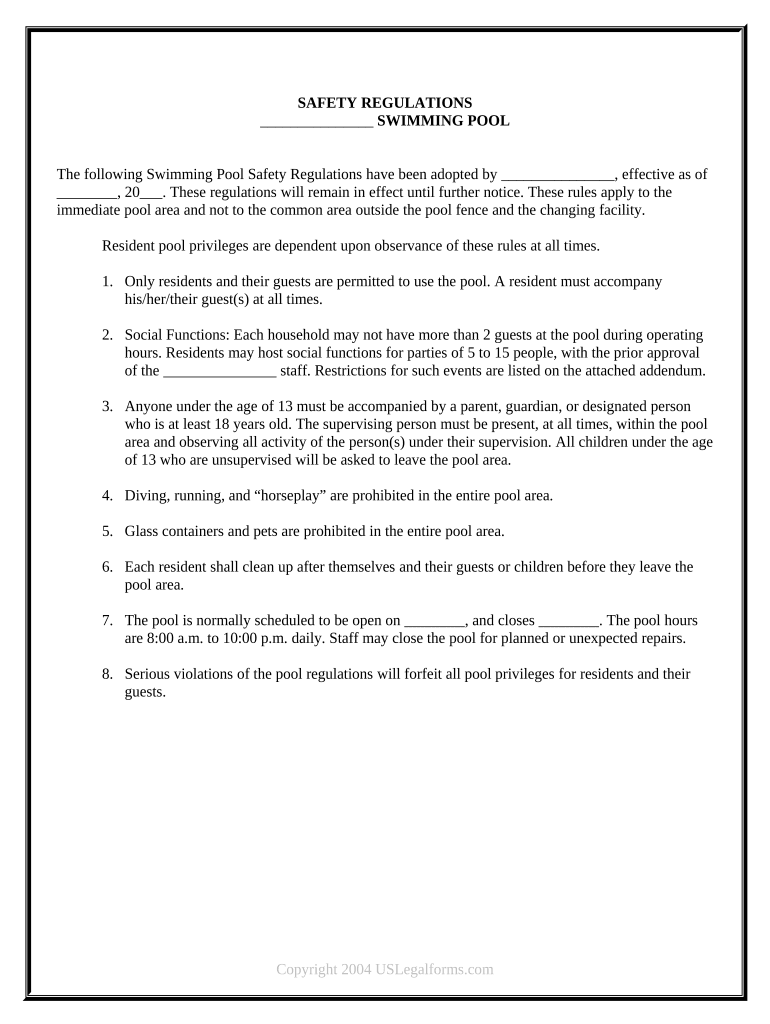 pool rules apartment complex Preview on Page 1