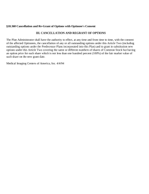 Cancellation and Regrant of Options with Optionees Consent