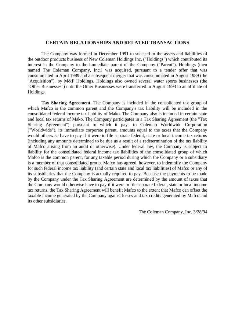 Tax sharing agreement template Fill out & sign online DocHub