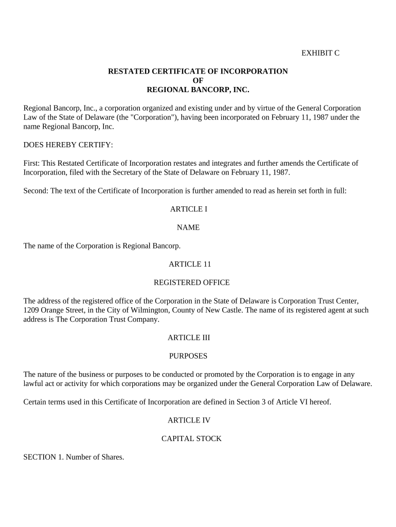 restated certificate Preview on Page 1