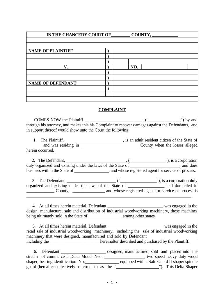 Complaint regarding Strict Product Liability Breach of Expressed
