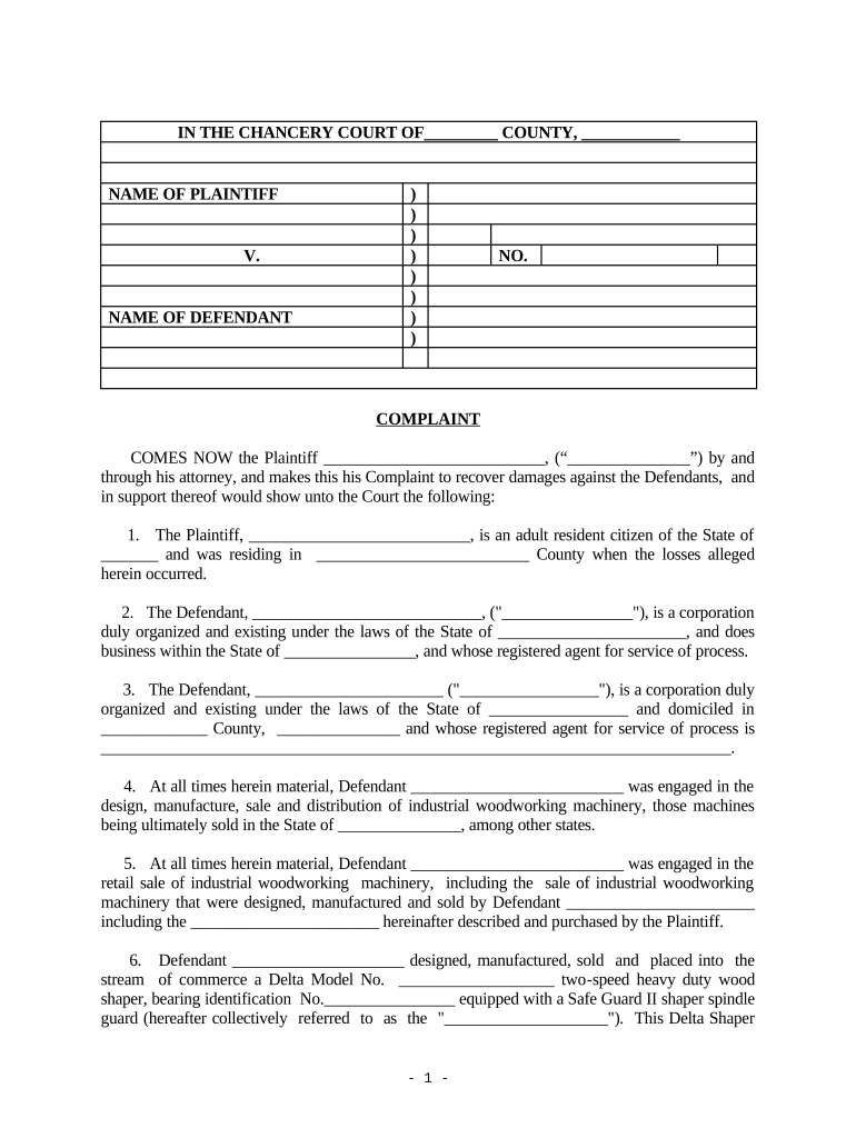 Complaint regarding Strict Product Liability - Breach of Expressed Warranty, Implied Warranty, Merchantability, Negligence, Punitive Damages - Delta Wood Preview on Page 1