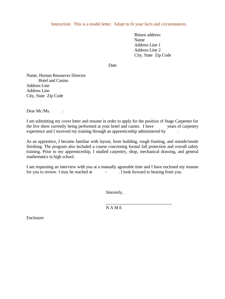 carpenter cover letter Preview on Page 1