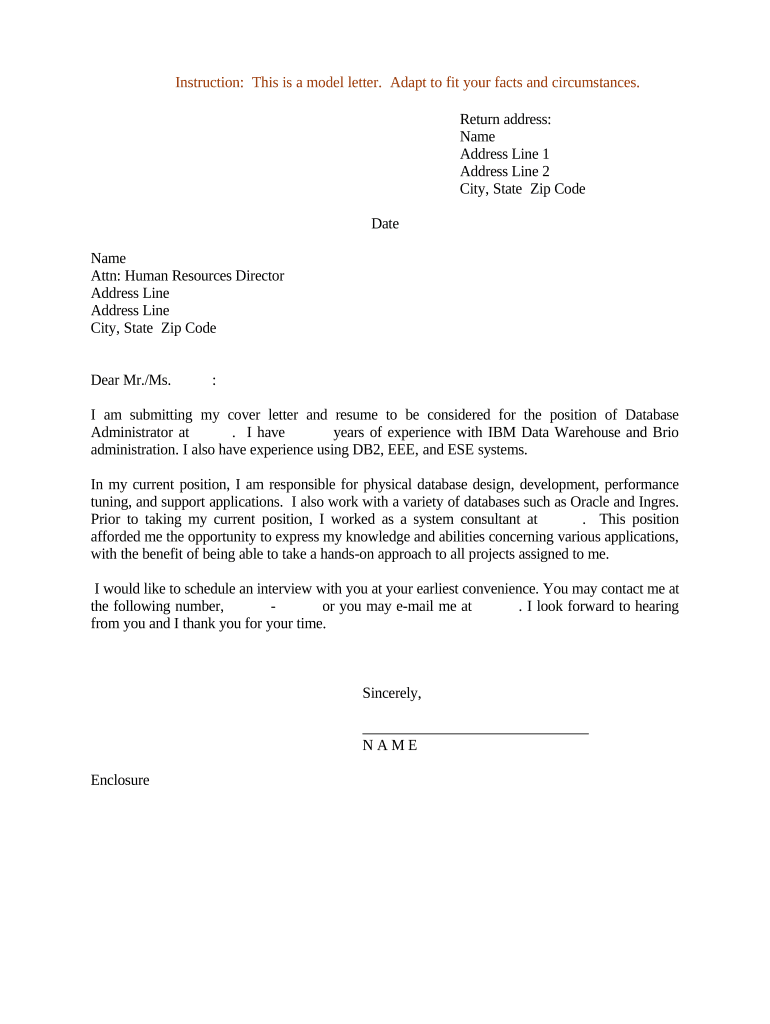 database administrator cover letter Preview on Page 1