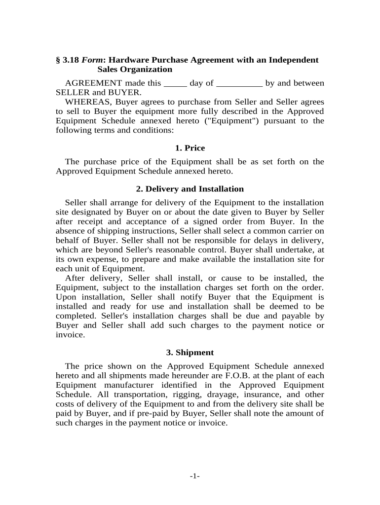Hardware purchase agreement Fill out & sign online DocHub