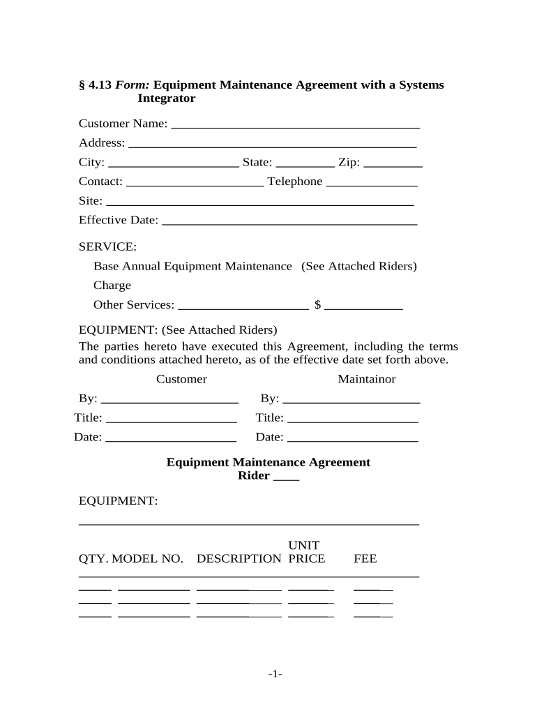 Equipment service agreement Fill out & sign online DocHub
