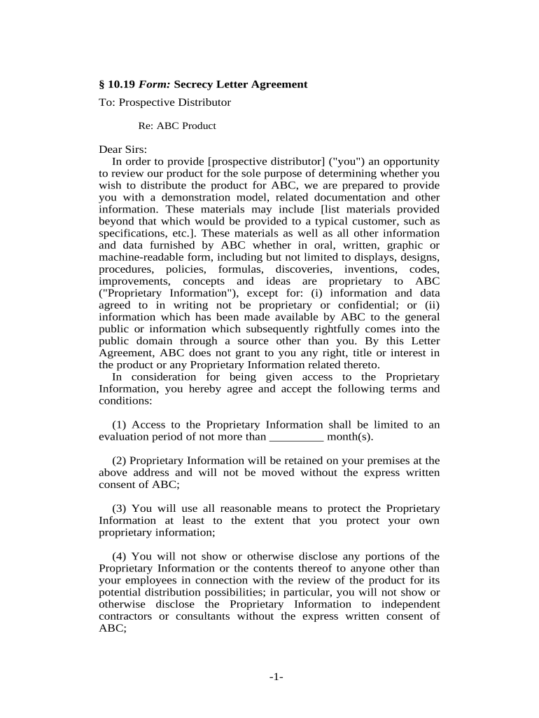 Secrecy Letter Agreement Fill out & sign online DocHub