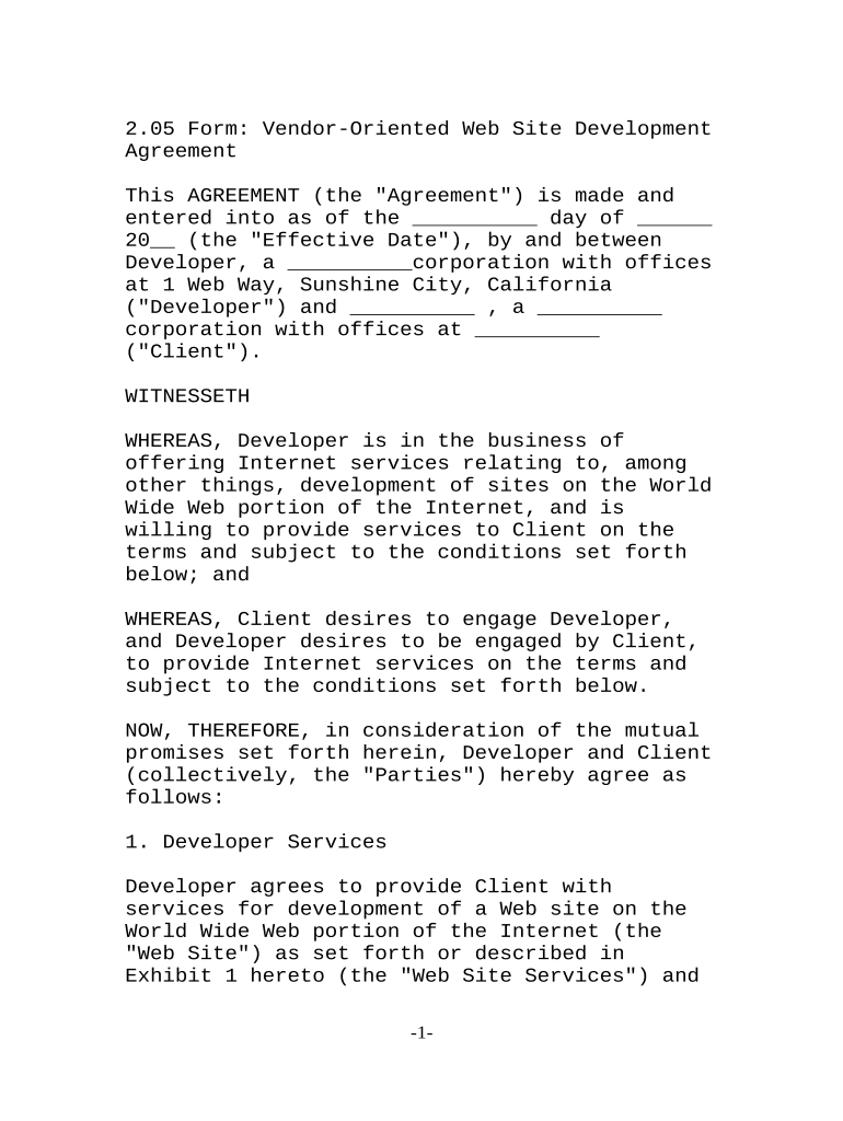 website development agreement sample pdf Preview on Page 1