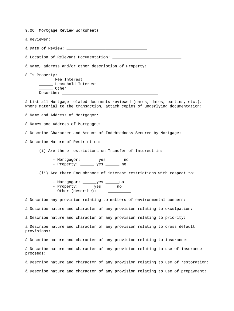 Mortgage Review Worksheets Preview on Page 1