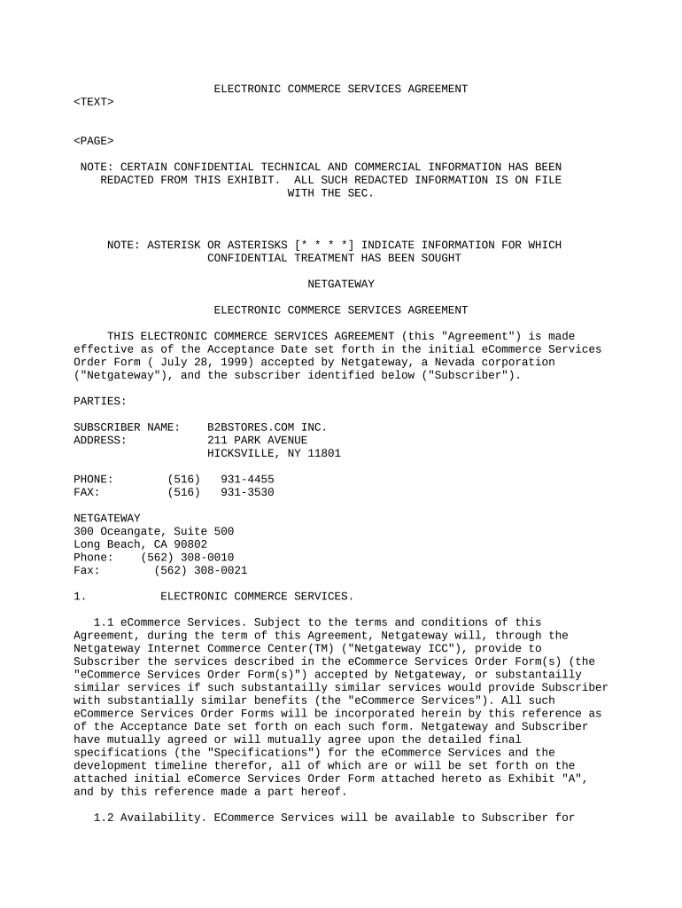 e commerce service agreement Preview on Page 1
