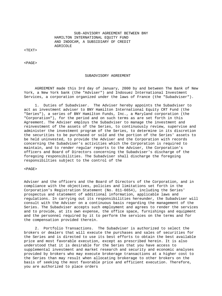 subsidiary credit agreement Preview on Page 1