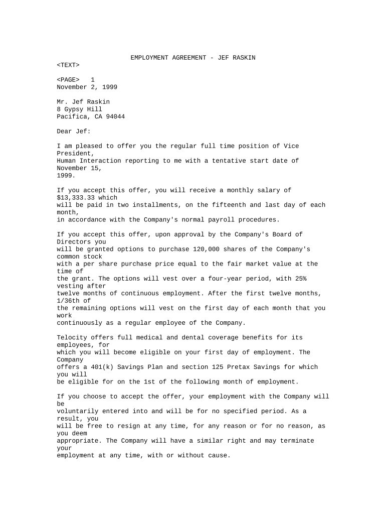 sample employment agreement Preview on Page 1