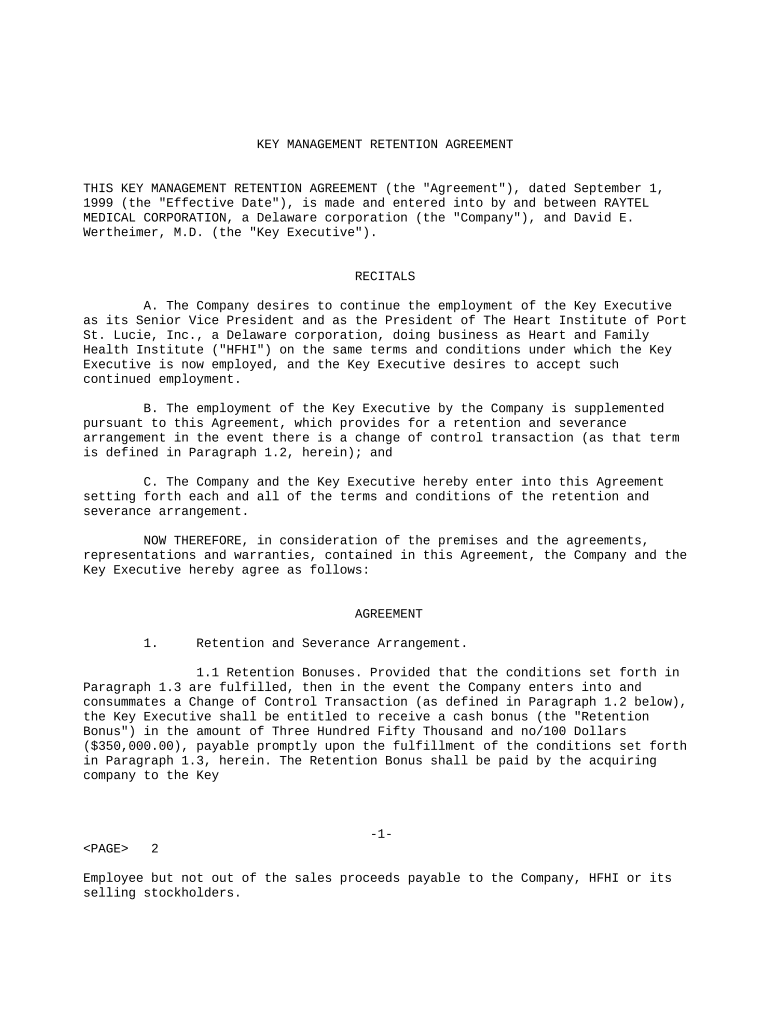 retention agreement template Preview on Page 1