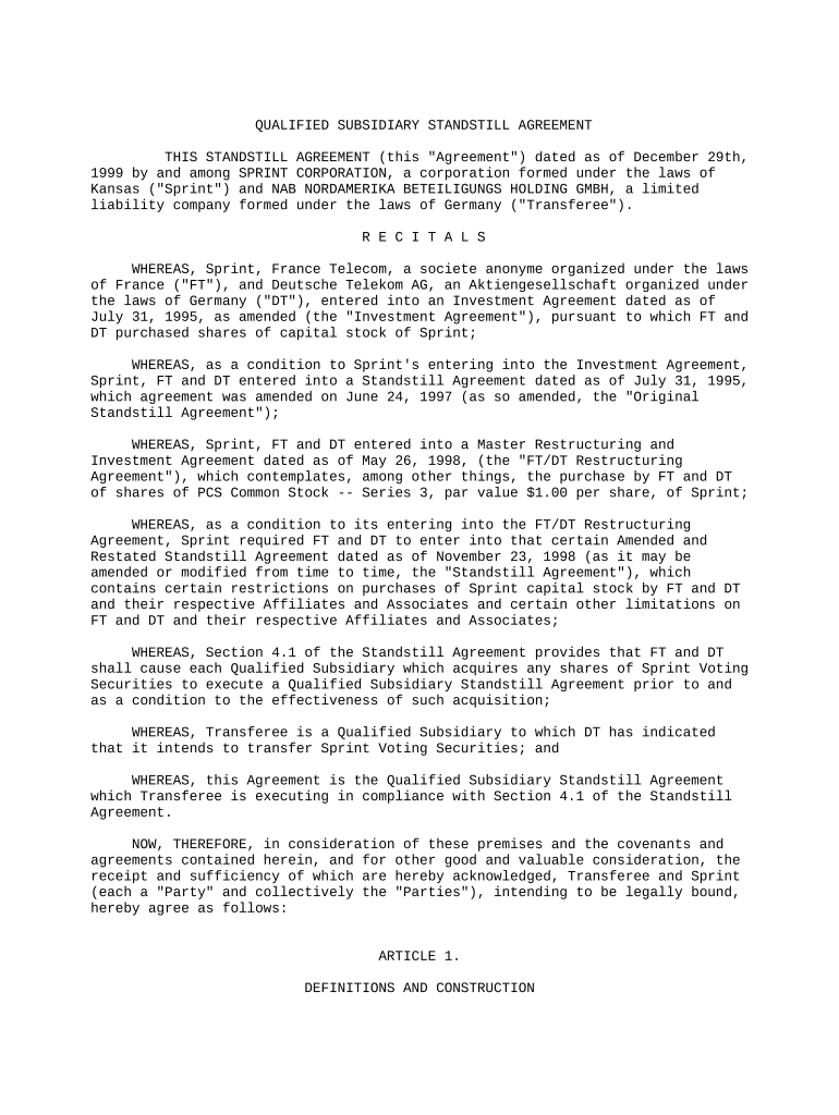 Standstill agreement Fill out & sign online DocHub