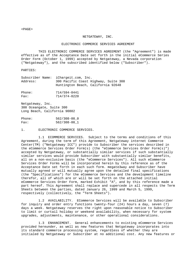 electronic agreement Preview on Page 1