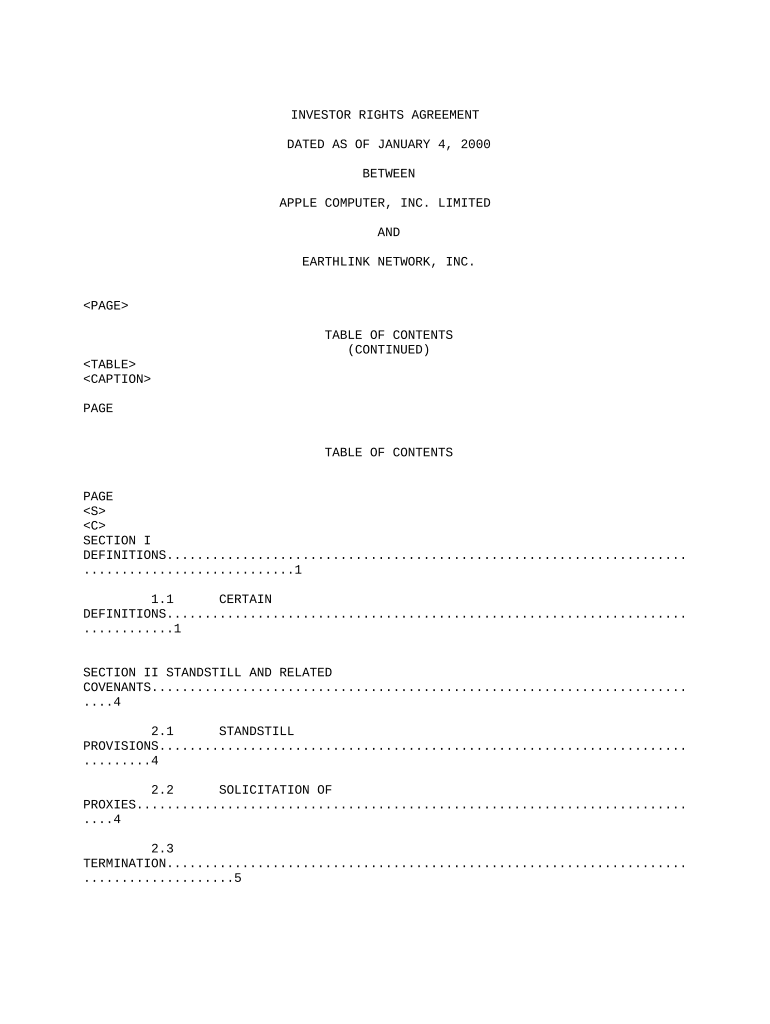 investor rights agreement Preview on Page 1