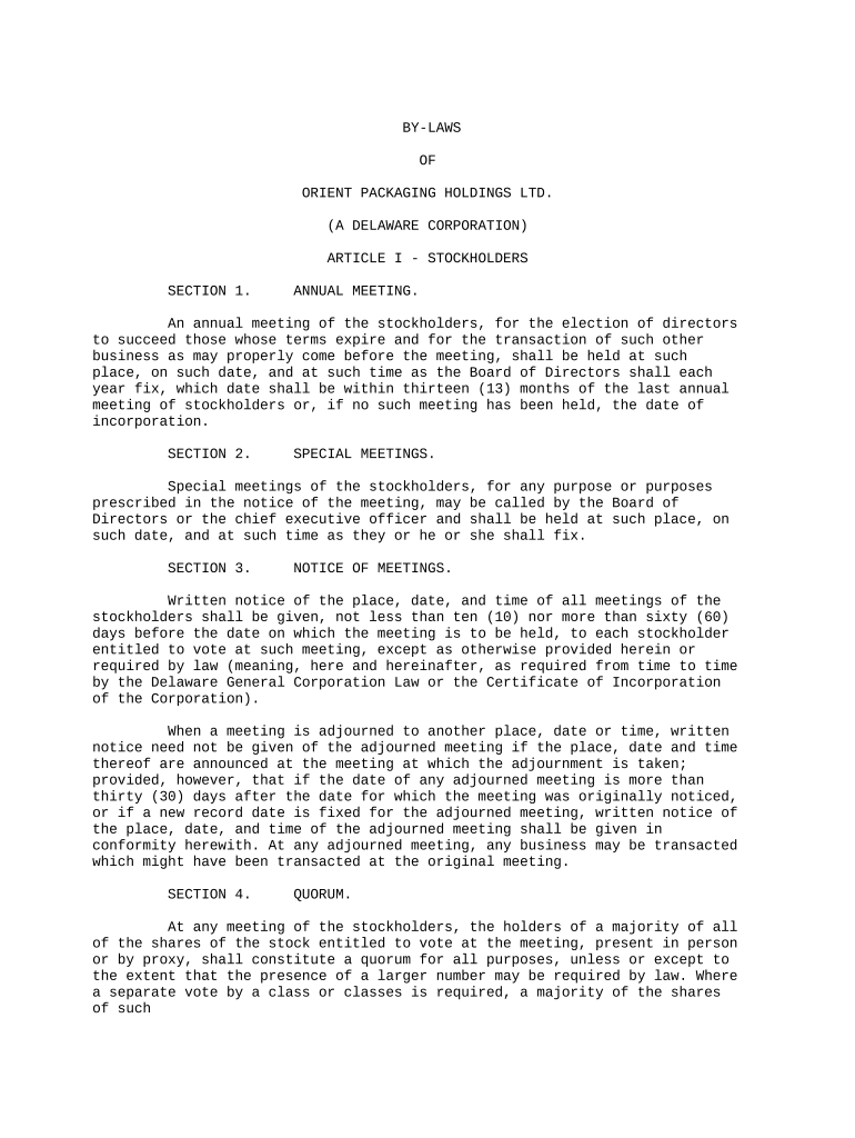 bylaws ltd Preview on Page 1