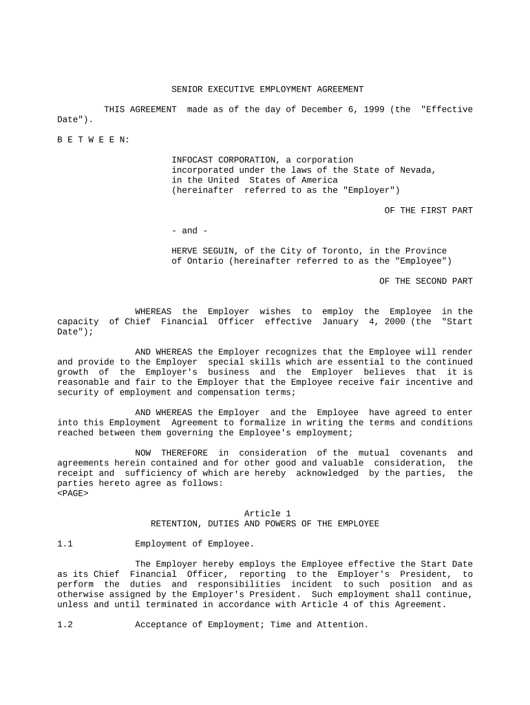 employment agreement form Preview on Page 1