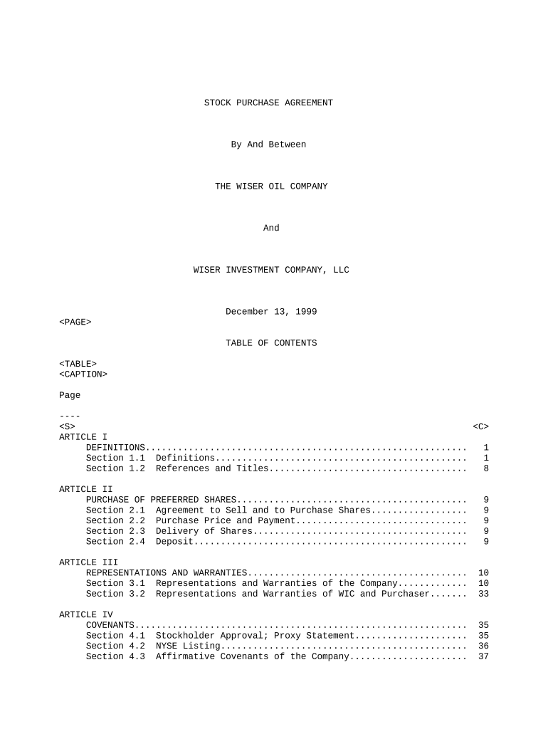 stock purchase agreement Preview on Page 1