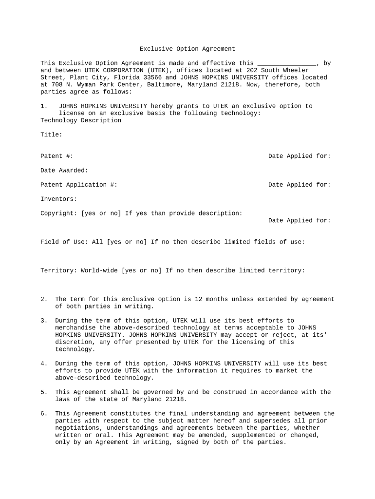 exclusive agreement Preview on Page 1.