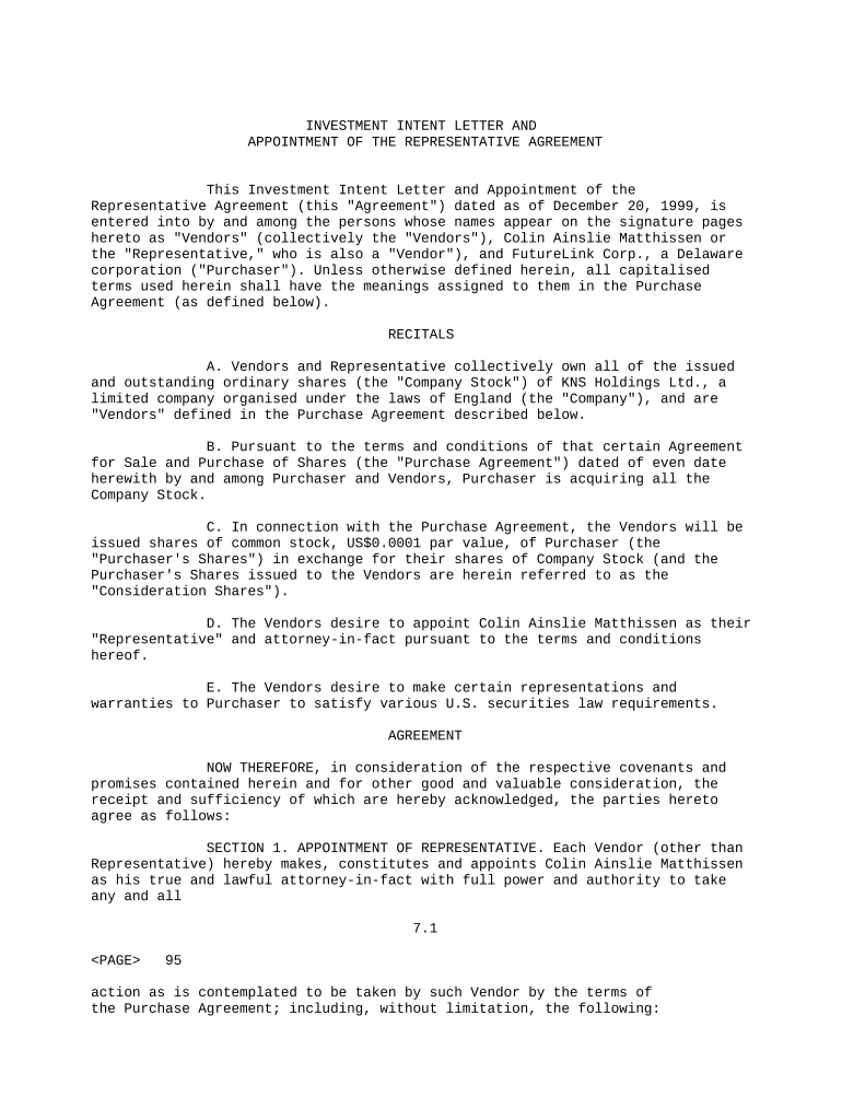 investment intent letter Doc Template pdfFiller