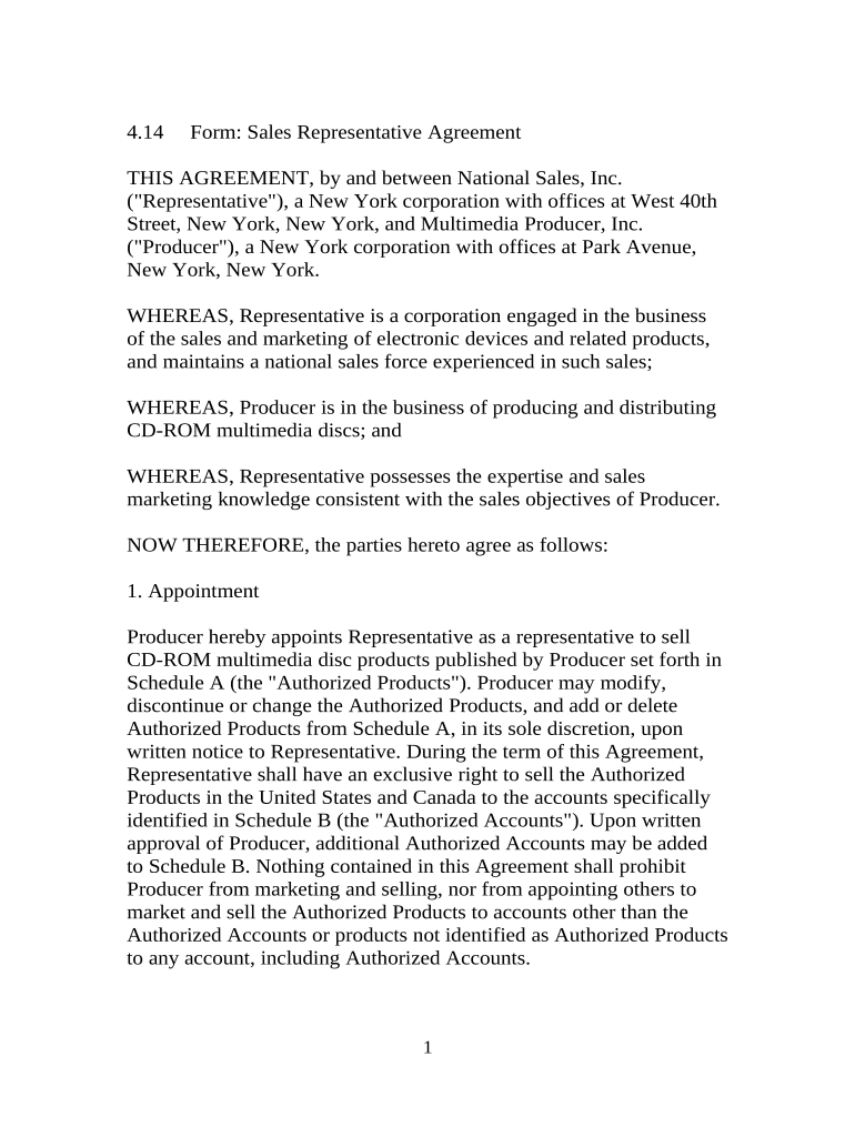 Form Sales Representative Agreement Fill out & sign online DocHub