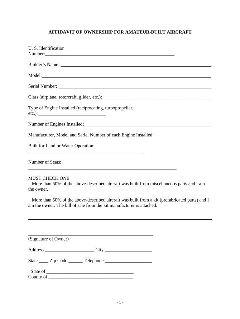 affidavit of ownership for unmanned aircraft Preview on Page 1