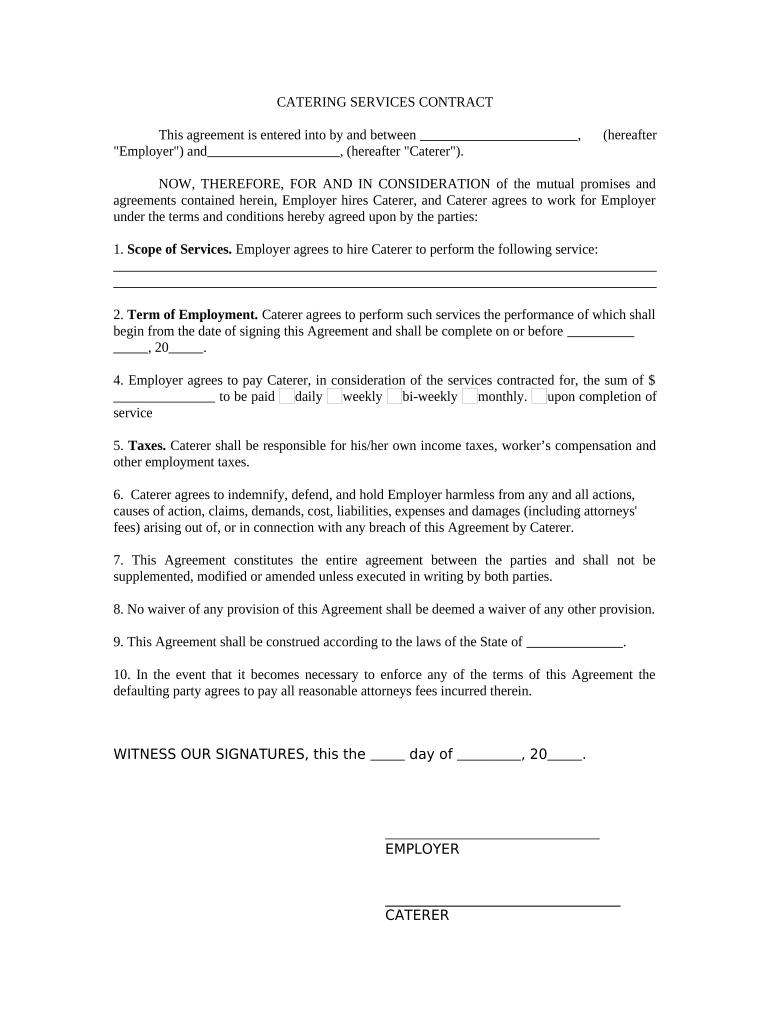 catering service agreement pdf Preview on Page 1