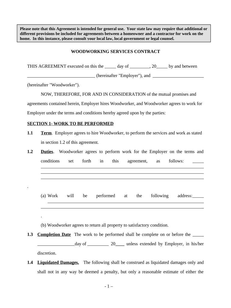 woodworking contract template Doc Template pdfFiller