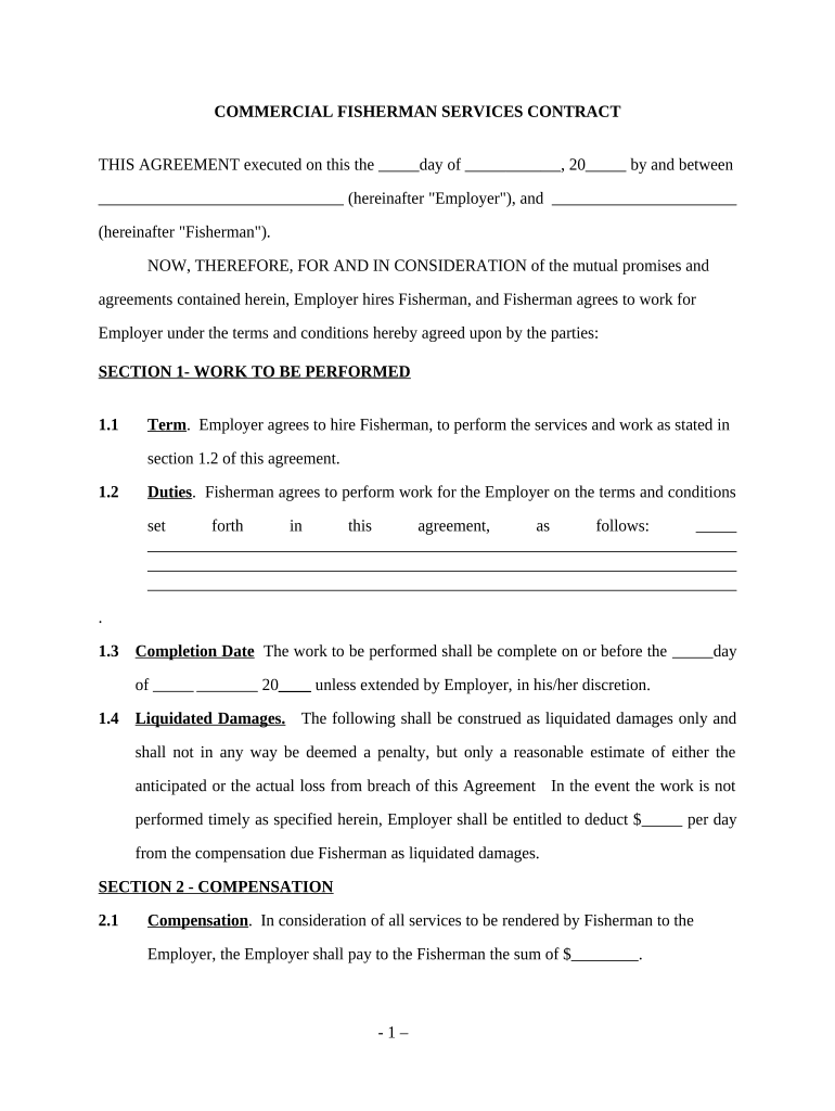 commercial services contract Preview on Page 1