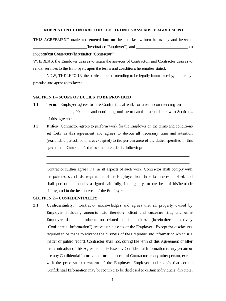 assembly agreement Preview on Page 1