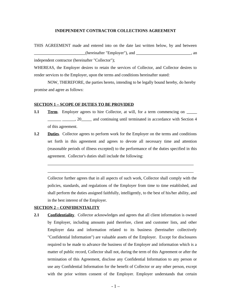 agreement self employed Preview on Page 1