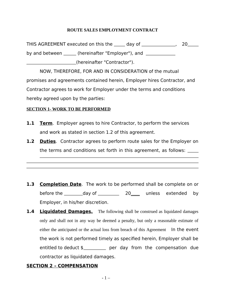 sales contractor agreement Preview on Page 1