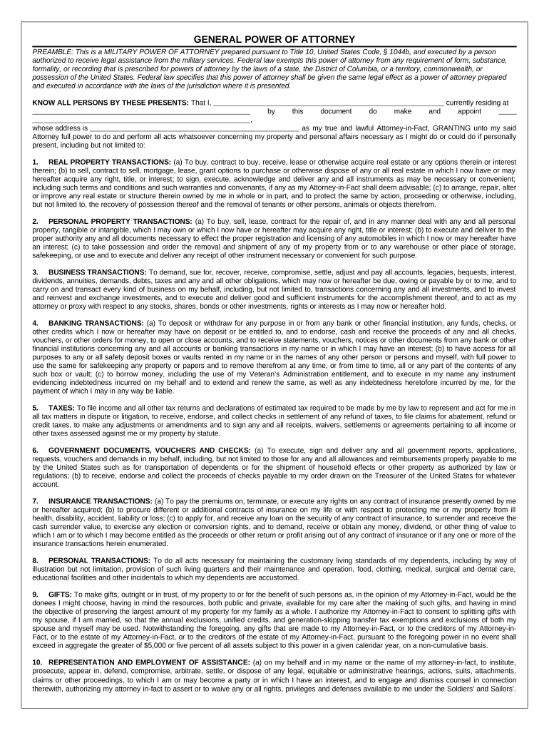 power attorney form pdf Preview on Page 1