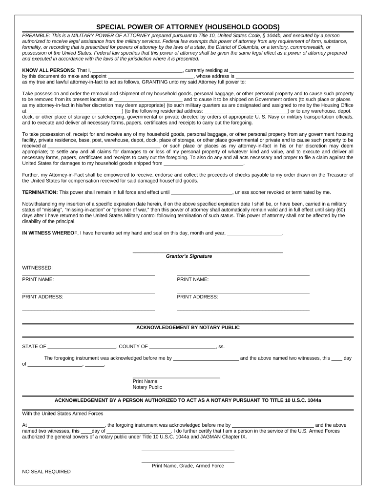 special power of attorney sample Preview on Page 1