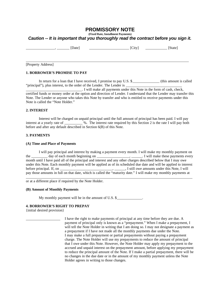 promissory note form Preview on Page 1