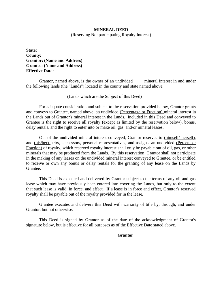 Mineral Deed with Grantor Reserving Nonparticipating Royalty Interest