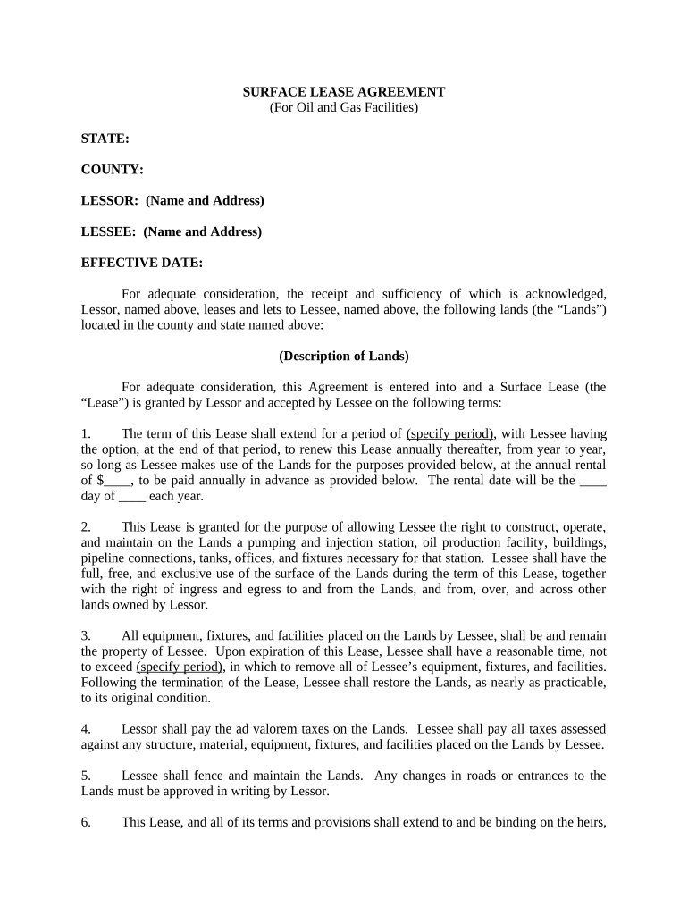 Oil and gas surface use agreement Fill out & sign online DocHub
