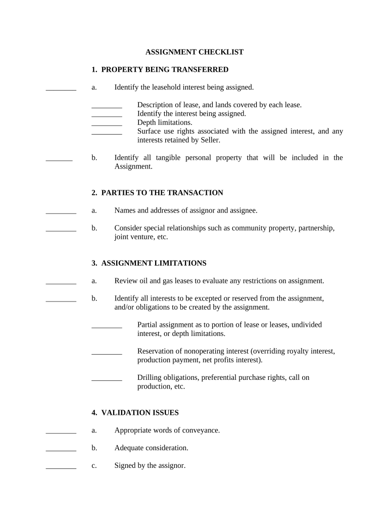 assignment checklist pdf Preview on Page 1