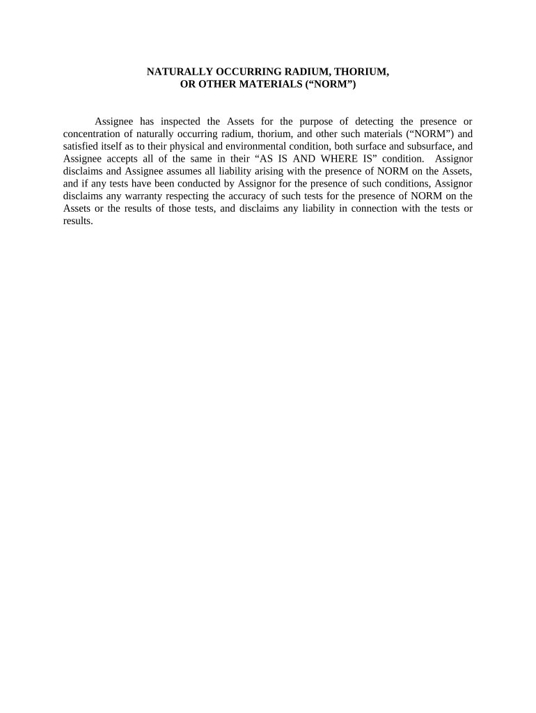 Naturally Occurring Radium, Thorium, Or Other Materials Fill out