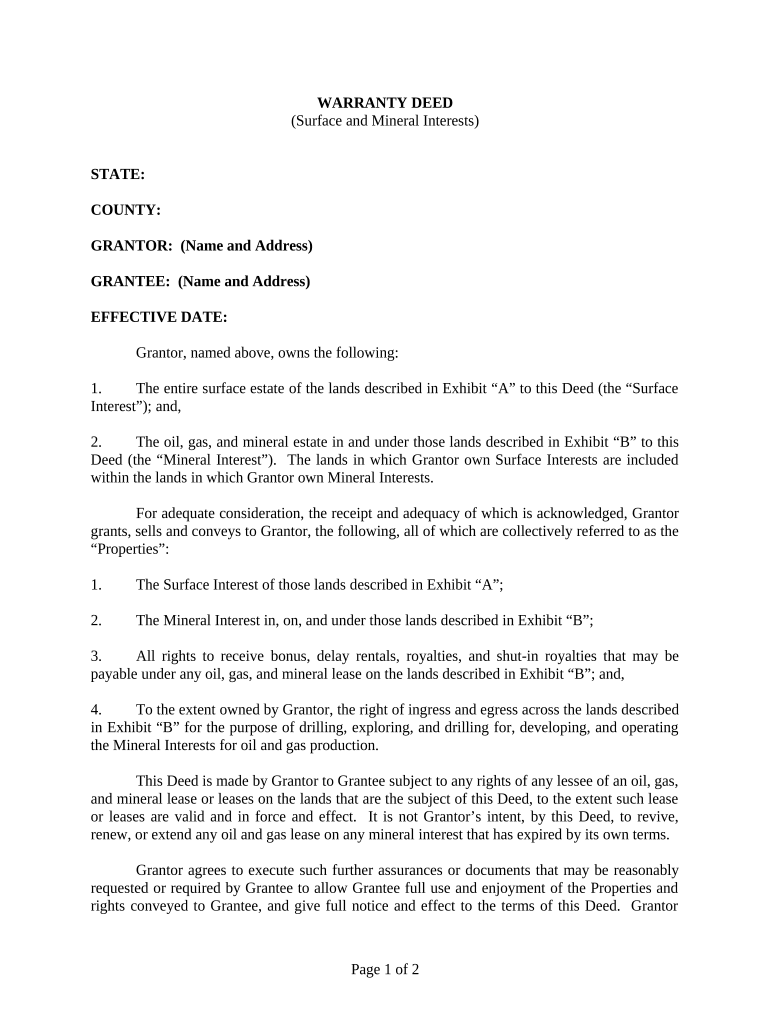 Mineral rights warranty deed Fill out & sign online DocHub