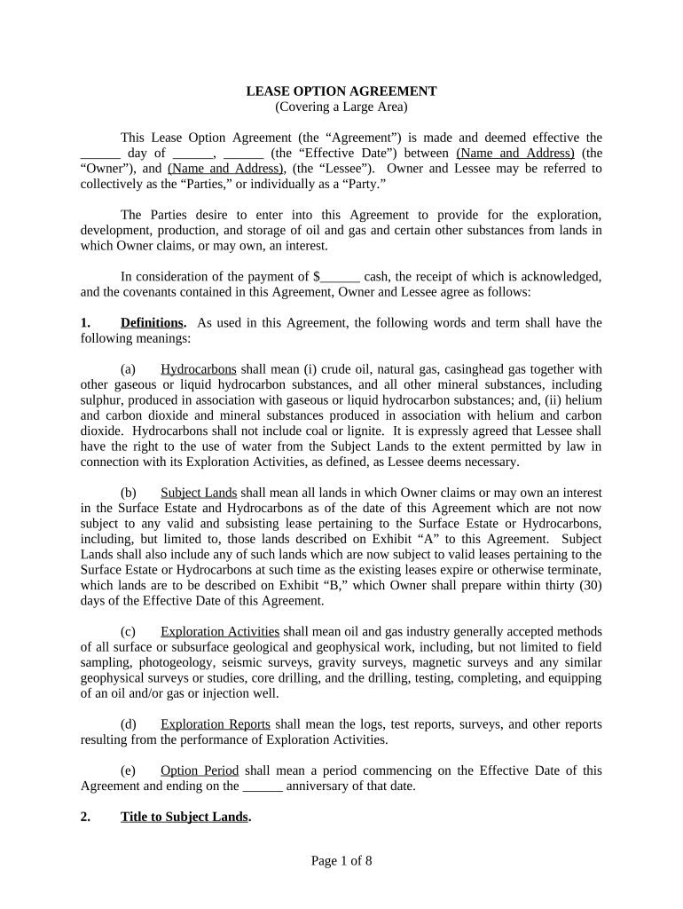 Lease option agreement Fill out & sign online DocHub